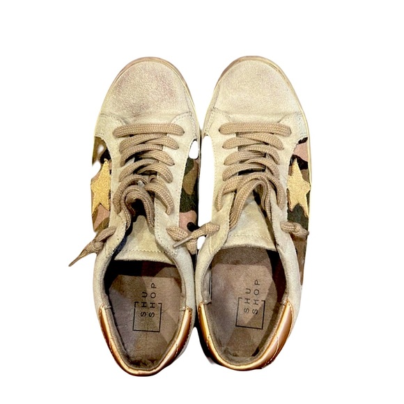 ShuShop Paula Camo Slip On Sneakers Distressed Star Excellent Condition - Picture 3 of 10